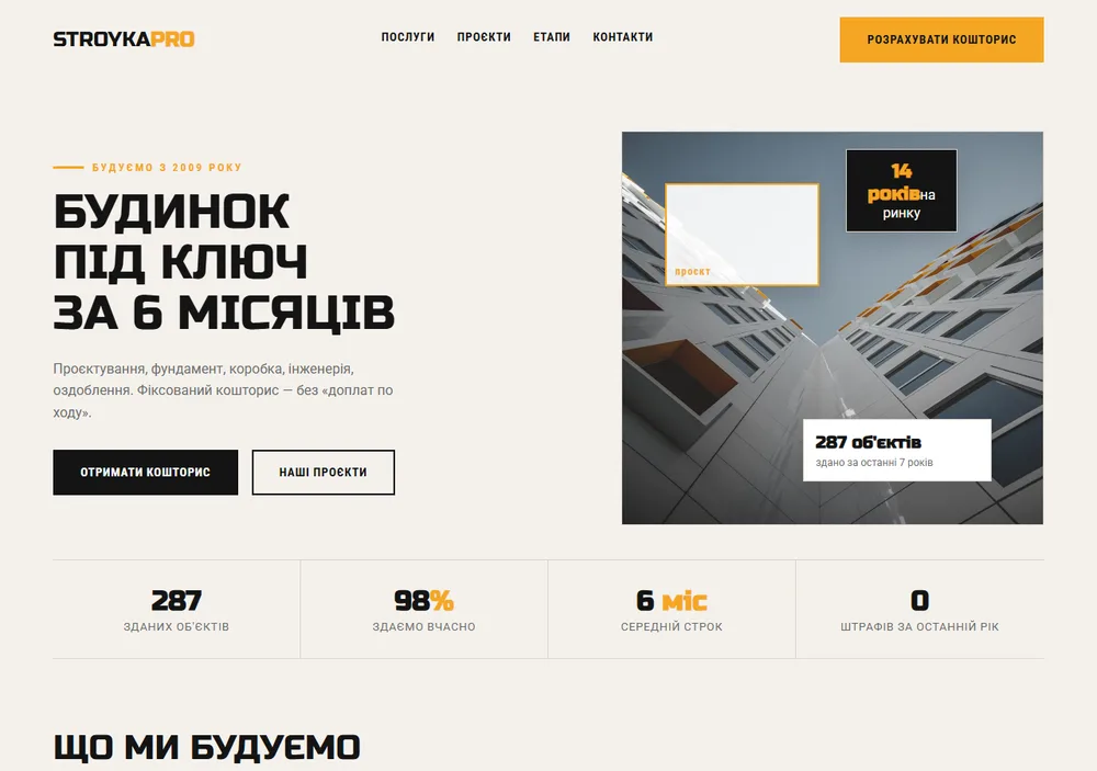 Продажі будівельної компанії